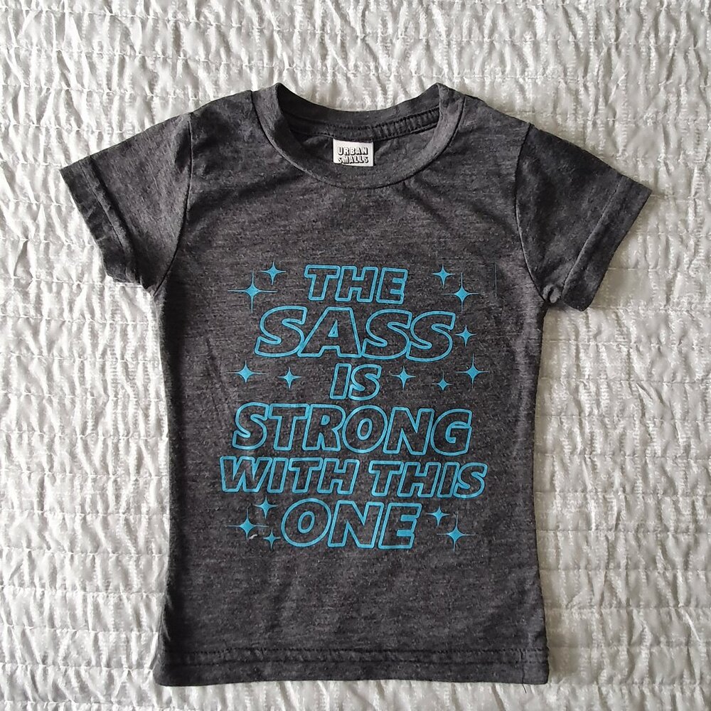 💙5/$20💙 Urban Smalls Grey Short Sleeve Tee Size 2T With Blue Print